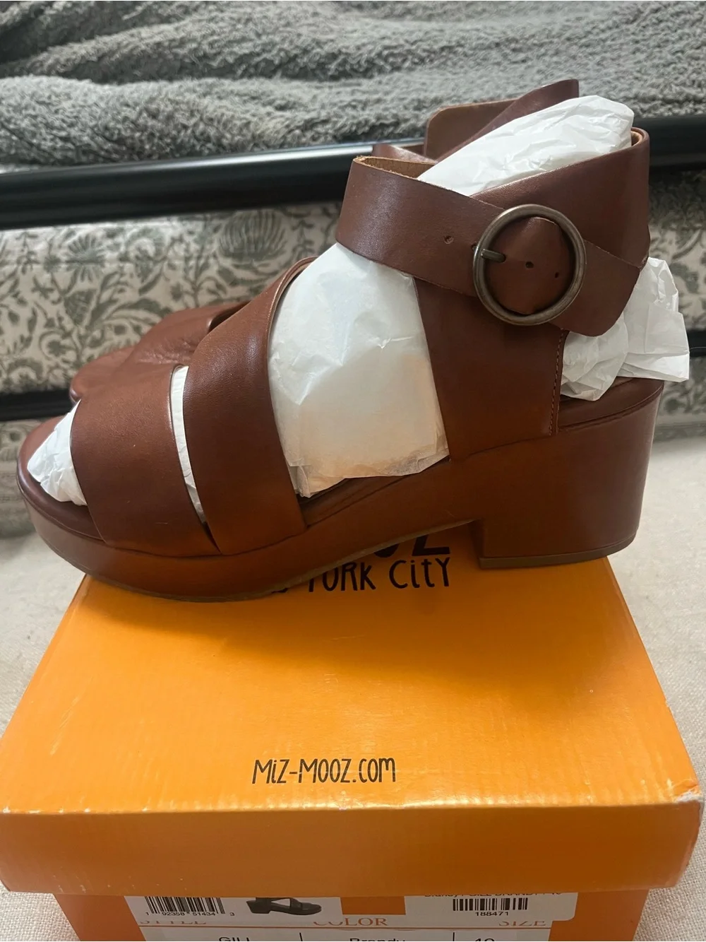 Miz Mooz Women's Brown Leather Platform Sandals